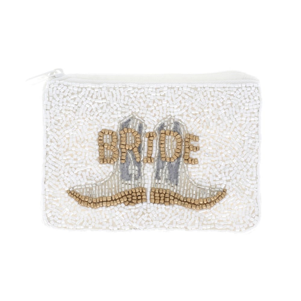 Bride Cowboy Boot Beaded Coin Bag